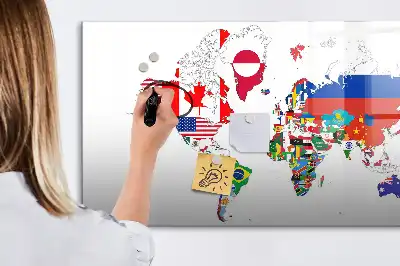 Beschrijfbaar glazen magneetbord met design van nationale vlaggen
