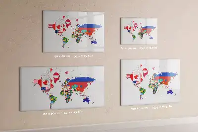 Beschrijfbaar glazen magneetbord met design van nationale vlaggen