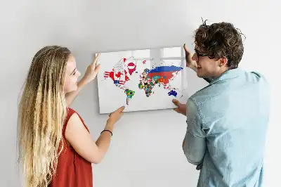 Beschrijfbaar glazen magneetbord met design van nationale vlaggen
