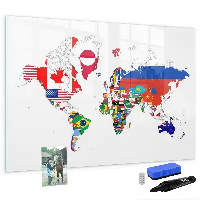 Beschrijfbaar glazen magneetbord met design van nationale vlaggen