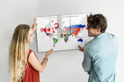 Beschrijfbaar glazen magneetbord met design van nationale vlaggen