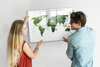 Magnetisch glazen schrijfbord Eco wereldkaart voor notities en foto's