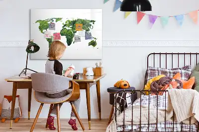 Magnetisch glazen schrijfbord Eco wereldkaart voor notities en foto's