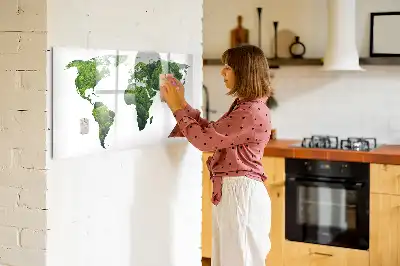 Magnetisch glazen schrijfbord Eco wereldkaart voor notities en foto's