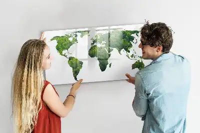 Magnetisch glazen schrijfbord Eco wereldkaart voor notities en foto's