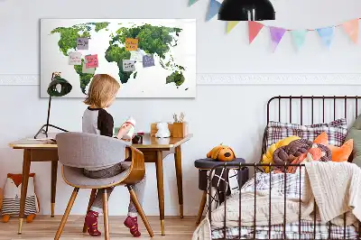 Magnetisch glazen schrijfbord Eco wereldkaart voor notities en foto's