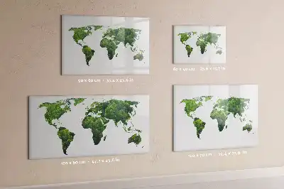 Magnetisch glazen schrijfbord Eco wereldkaart voor notities en foto's
