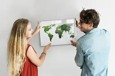 Magnetisch glazen schrijfbord Eco wereldkaart voor notities en foto's