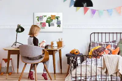 Magnetisch glazen schrijfbord Eco wereldkaart voor notities en foto's