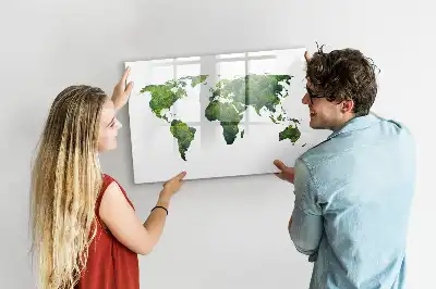 Magnetisch glazen schrijfbord Eco wereldkaart voor notities en foto's