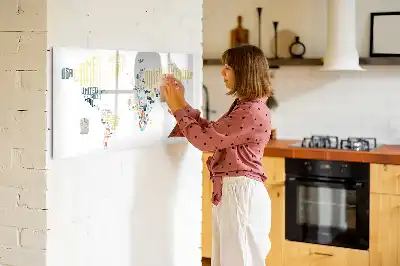 Beschrijfbaar glazen magneetbord met design van landnamen