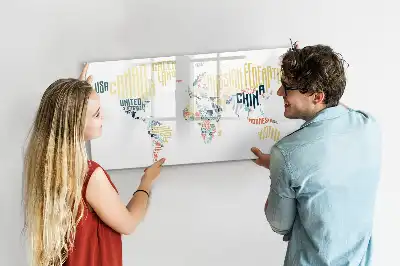 Beschrijfbaar glazen magneetbord met design van landnamen