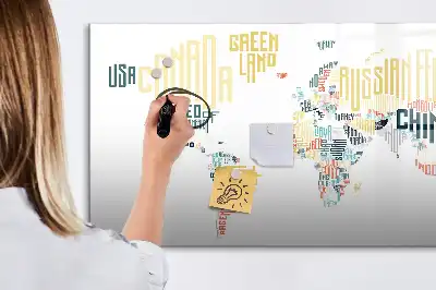 Beschrijfbaar glazen magneetbord met design van landnamen