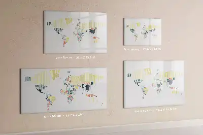 Beschrijfbaar glazen magneetbord met design van landnamen