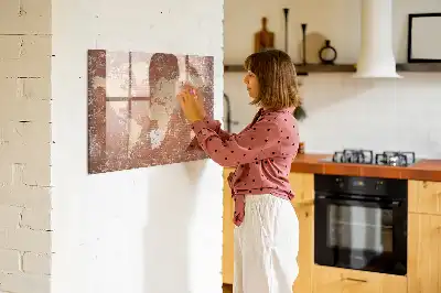 Magnetisch glazen schrijfbord met wereldkaart decoratieve print op baksteenstijl