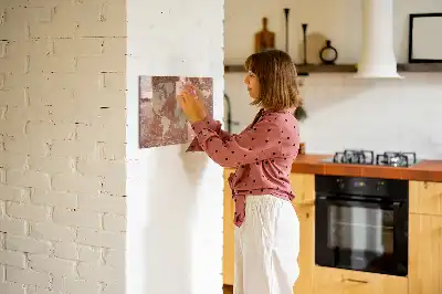 Magnetisch glazen schrijfbord met wereldkaart decoratieve print op baksteenstijl