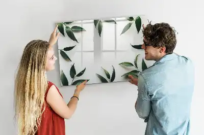 Beschrijfbaar glazen magneetbord met bladerenprint