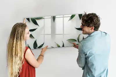 Beschrijfbaar glazen magneetbord met bladerenprint