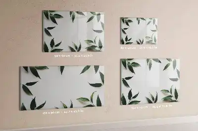 Beschrijfbaar glazen magneetbord met bladerenprint