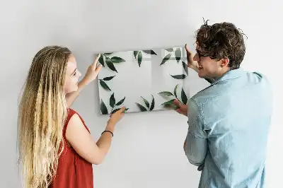 Beschrijfbaar glazen magneetbord met bladerenprint