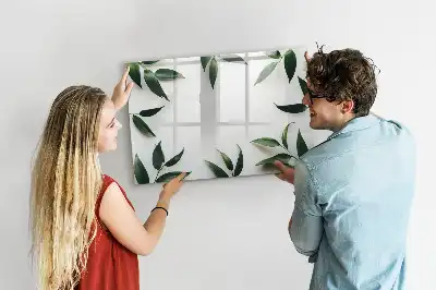 Beschrijfbaar glazen magneetbord met bladerenprint