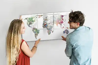 Beschrijfbaar glazen magneetbord met design van een kaart met bankbiljetten