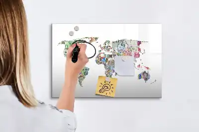 Beschrijfbaar glazen magneetbord met design van een kaart met bankbiljetten