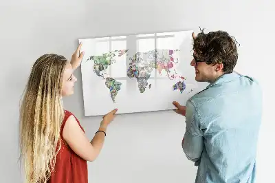 Beschrijfbaar glazen magneetbord met design van een kaart met bankbiljetten