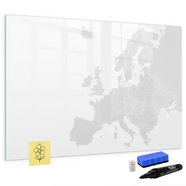 Magnetisch glazen schrijfbord met kaart van Europa voor notities en foto's