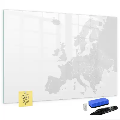 Magnetisch glazen schrijfbord met kaart van Europa voor notities en foto's