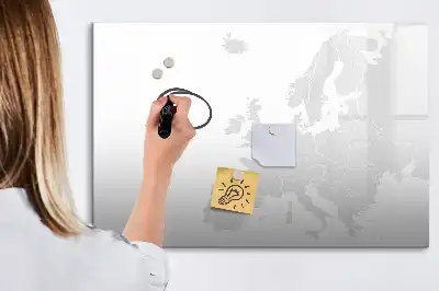 Magnetisch glazen schrijfbord met kaart van Europa voor notities en foto's