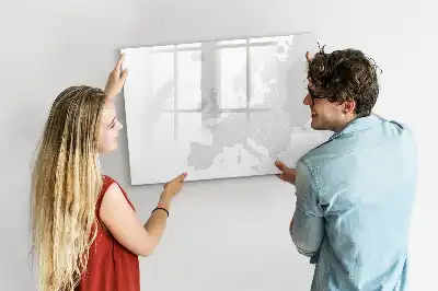 Magnetisch glazen schrijfbord met kaart van Europa voor notities en foto's
