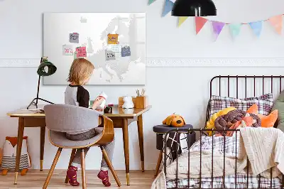Magnetisch glazen schrijfbord met kaart van Europa voor notities en foto's