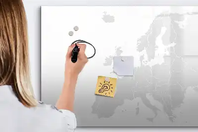 Magnetisch glazen schrijfbord met kaart van Europa voor notities en foto's