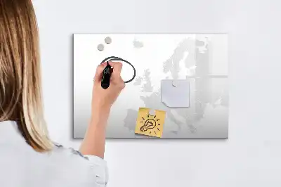 Magnetisch glazen schrijfbord met kaart van Europa voor notities en foto's