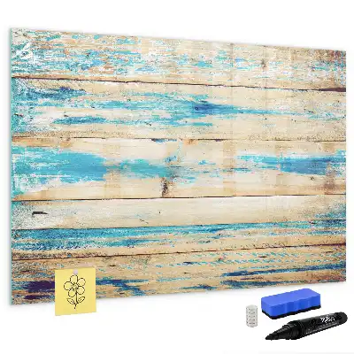 Magnetisch glazen schrijfbord voor notities en foto's uitvoering in gekrast hout