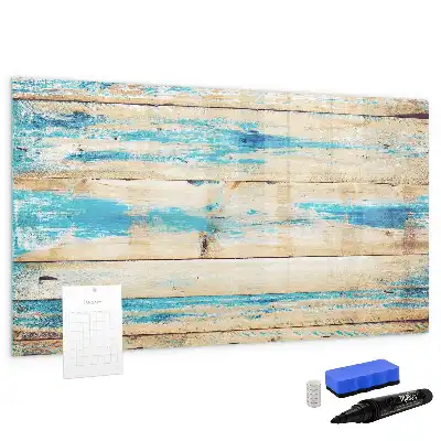 Magnetisch glazen schrijfbord voor notities en foto's uitvoering in gekrast hout