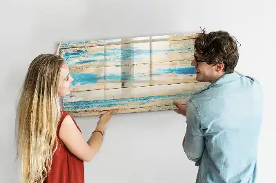 Magnetisch glazen schrijfbord voor notities en foto's uitvoering in gekrast hout