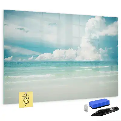 Beschrijfbaar glazen magneetbord met design zeegezicht