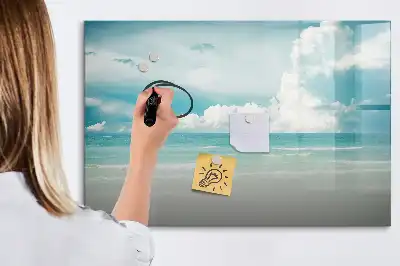Beschrijfbaar glazen magneetbord met design zeegezicht