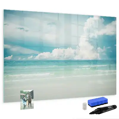 Beschrijfbaar glazen magneetbord met design zeegezicht