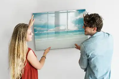 Beschrijfbaar glazen magneetbord met design zeegezicht