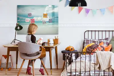 Beschrijfbaar glazen magneetbord met design zeegezicht