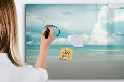Beschrijfbaar glazen magneetbord met design zeegezicht