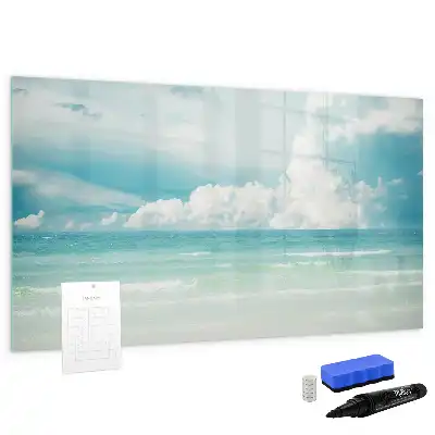 Beschrijfbaar glazen magneetbord met design zeegezicht