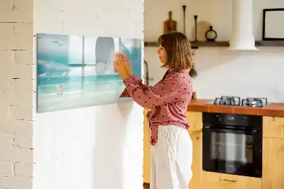 Beschrijfbaar glazen magneetbord met design zeegezicht