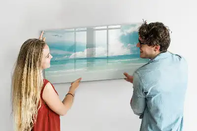 Beschrijfbaar glazen magneetbord met design zeegezicht