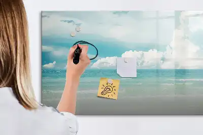 Beschrijfbaar glazen magneetbord met design zeegezicht