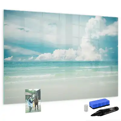 Beschrijfbaar glazen magneetbord met design zeegezicht
