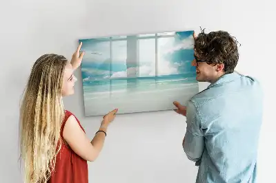 Beschrijfbaar glazen magneetbord met design zeegezicht